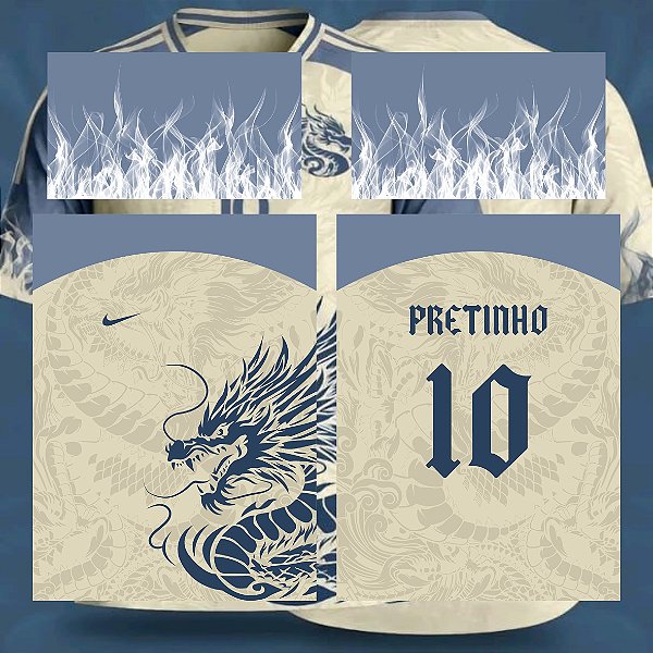 Template Camisa - InterClasse Dragão Fire White 24 - Vetor