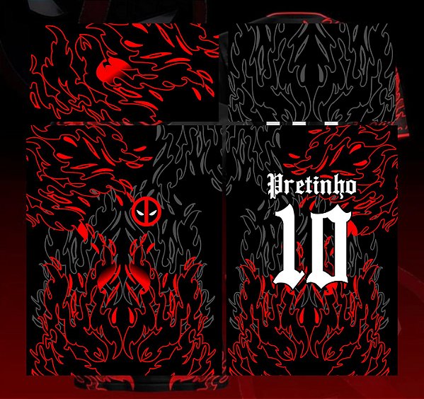 Template Camisa - InterClasse DeadPool Floral Fire 24 - Vetor