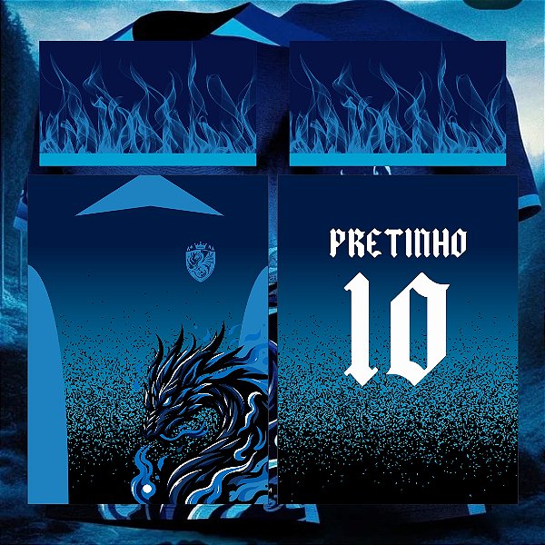 Template Camisa - InterClasse Dragão Azul fogo 24 - Vetor