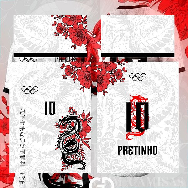 Template Camisa - InterClasse Dragão Floral red 24 - Vetor