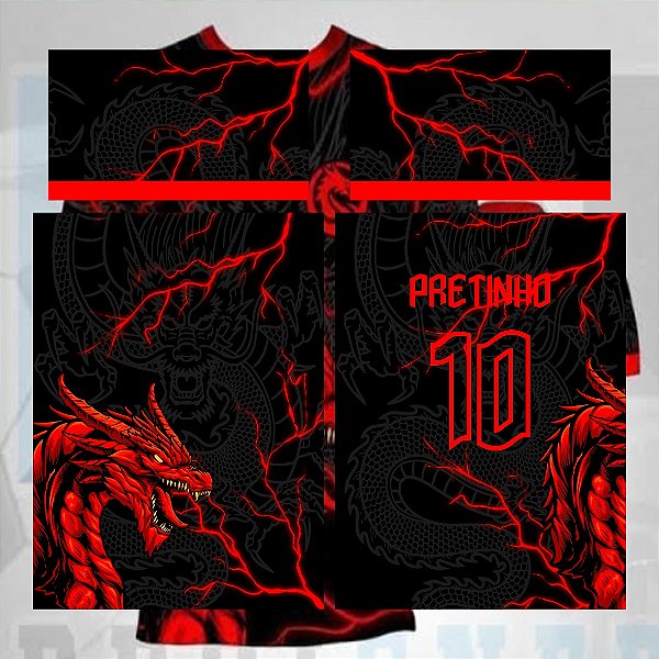 Template Camisa - InterClasse Dragão lingua vermelho 24 - Vetor