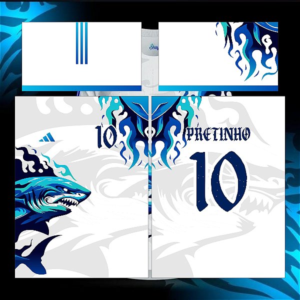 Template Camisa - InterClasse Tubarão Fire blue 24 - Vetor