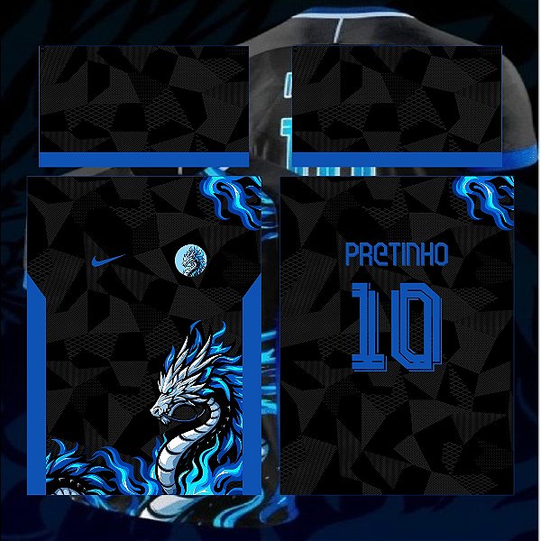 Template Camisa - InterClasse Dragão Azul - Geometrico 24 - Vetor
