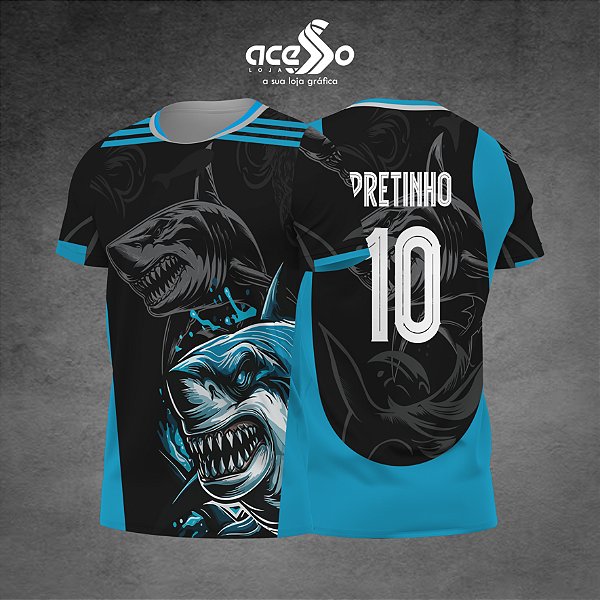 Template Camisa - Tubarão Azul IA 25 - Vetor