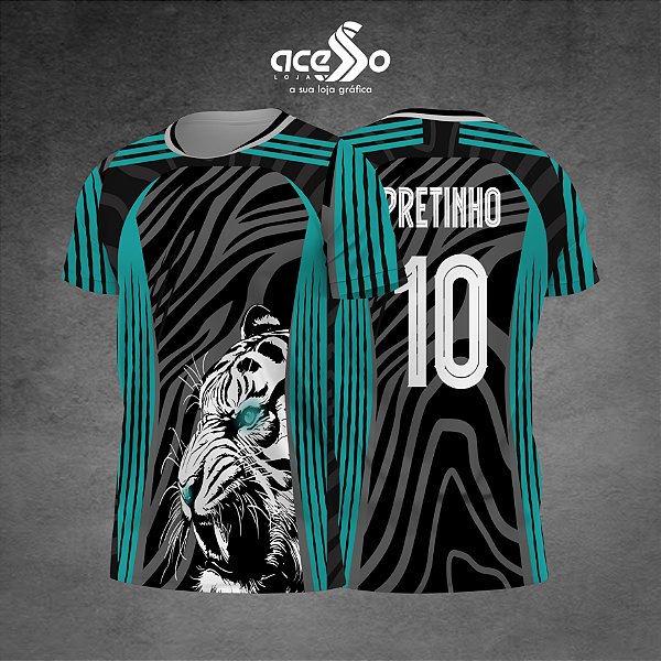 Template Camisa - Tigre Verde agua IA 25 - Vetor
