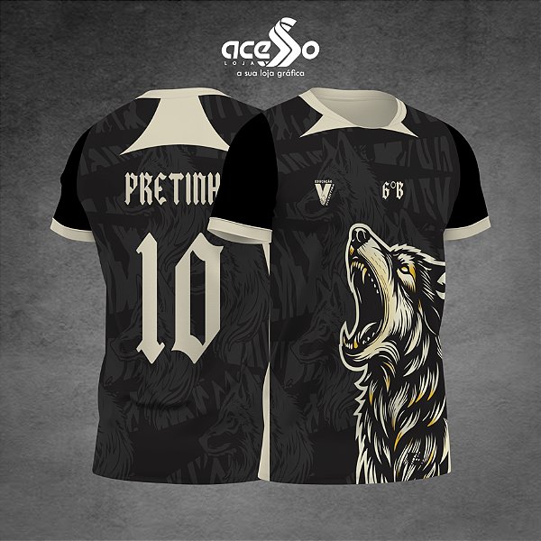 Template Camisa - Lobo Ruivando bege 25 - Vetor