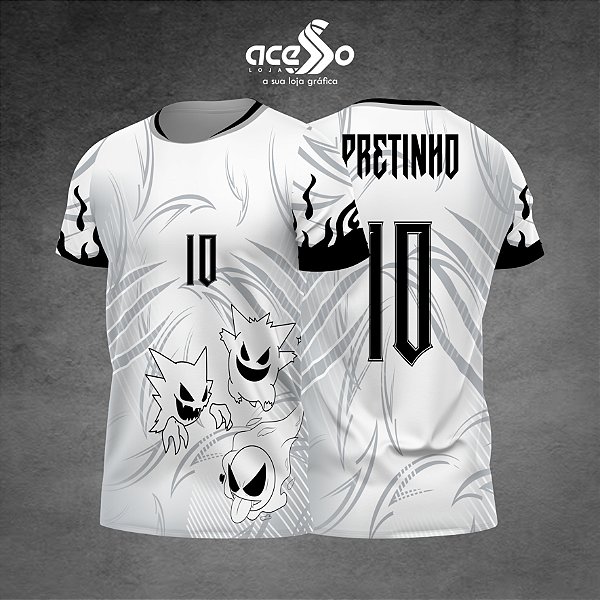 Template Camisa - Gengar Fantasmas Black White 2025 - Vetor