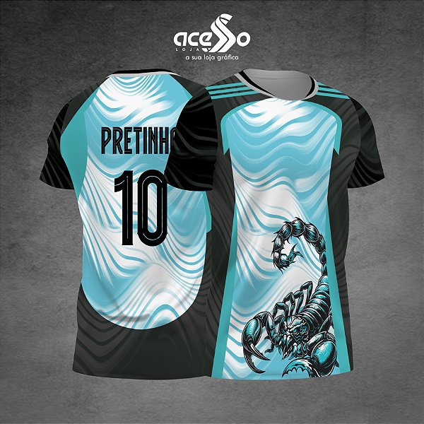 Template Camisa - Escorpião IA azul 25 - Vetor