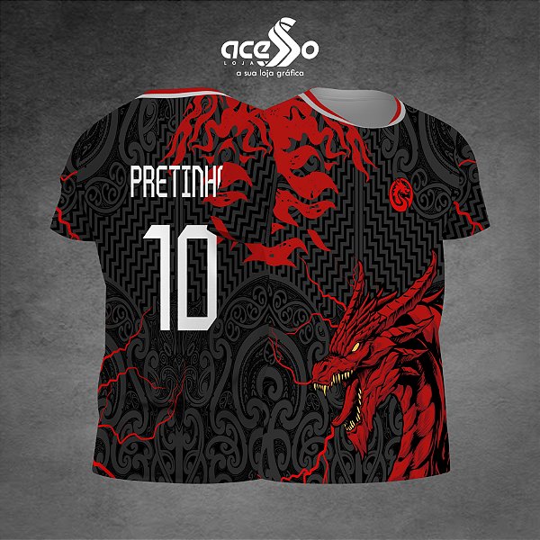 Template Camisa - Dragão vermelho Raios 25 - Vetor