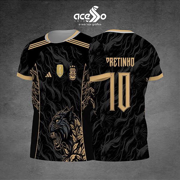 Template Camisa - Argentina Pantera dourada 25 - Vetor