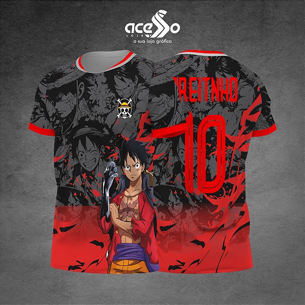 Template Camisa - One Piece Red 25 - Vetor