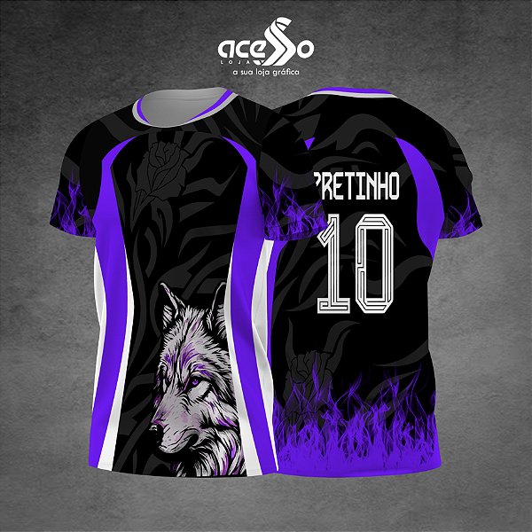 Template Camisa - Lobo roxo IA 25 - Vetor