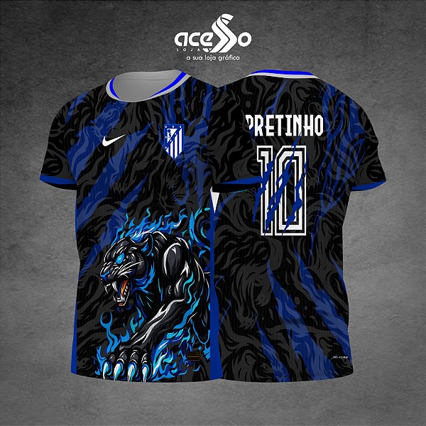 Template Camisa - Atlético de Madrid Blue Pantera 2025 - Vetor