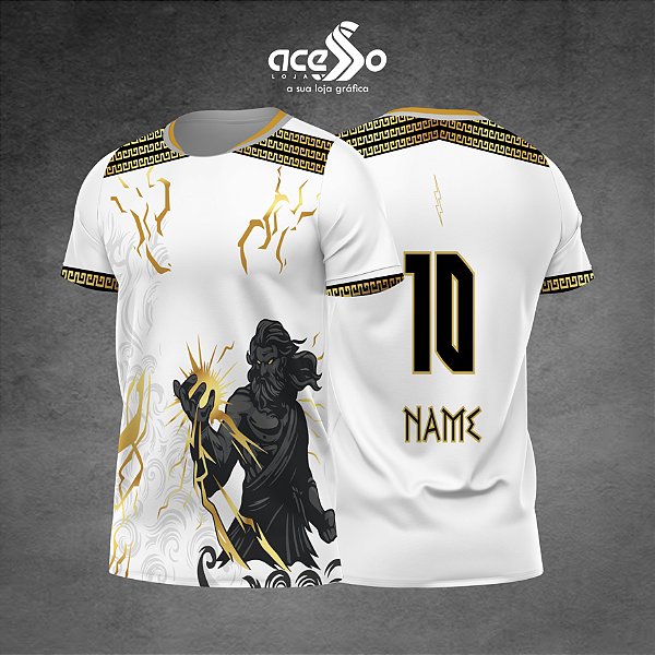 Template Camisa - Zeus Raios White - Mitologia grega 2025 - Vetor