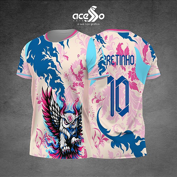 Template Camisa - Coruja Flores AB 25 - Vetor