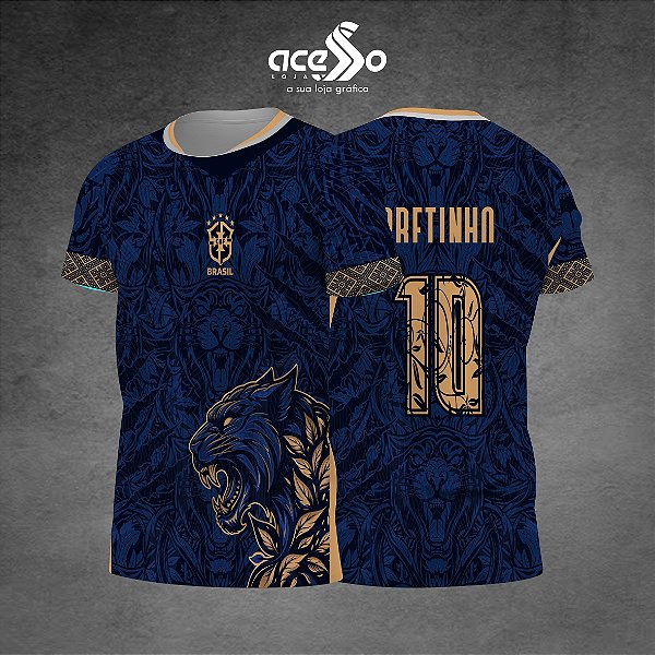 Template Camisa -  Pantera floral azul padrão 25 - Vetor