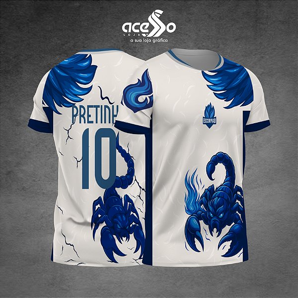 Template Camisa - Escorpião blue fire 25 - Vetor