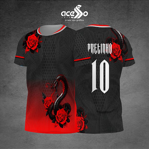 Template Camisa -  Snake Floral red 25 - Vetor
