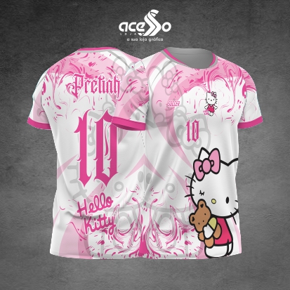 Template Camisa -  Hello Kit Pink grunge 25 - Vetor