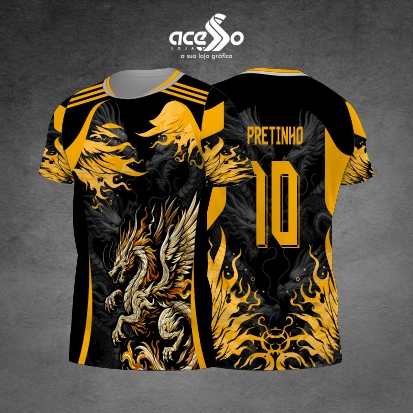 Template Camisa - AB Dragão Asas Dourada 2025 - Vetor