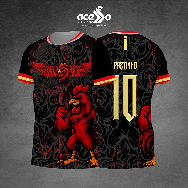 Template Camisa - Galo Torcida vermelho 25 - Vetor
