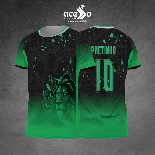 Template Camisa - Leão Green floral 25 - Vetor