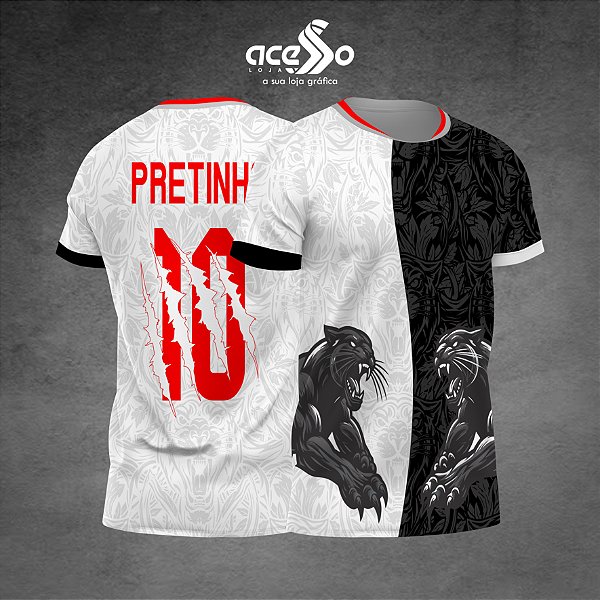 Template Camisa - Pantera black e White red 2025 - Vetor