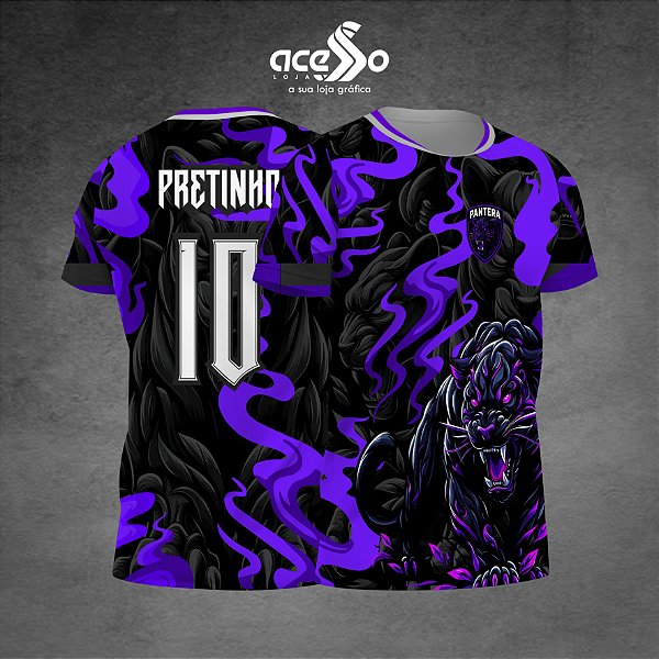 Template Camisa - Pantera em ataque roxa 25 - Vetor