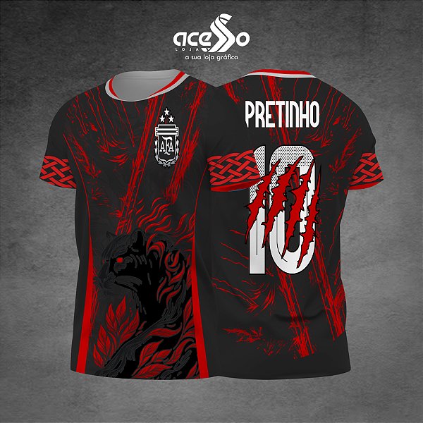 Template Camisa - Pantera Guthy floral vermelho 2025 - Vetor