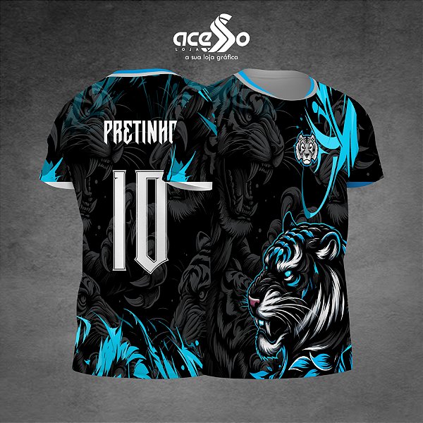 Template Camisa - Tigre azul AB 25 - Vetor
