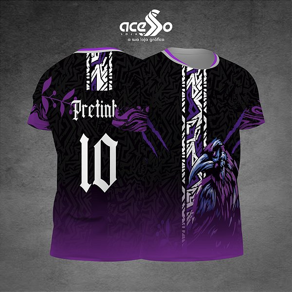 Template Camisa - Corvo roxo 25 - Vetor
