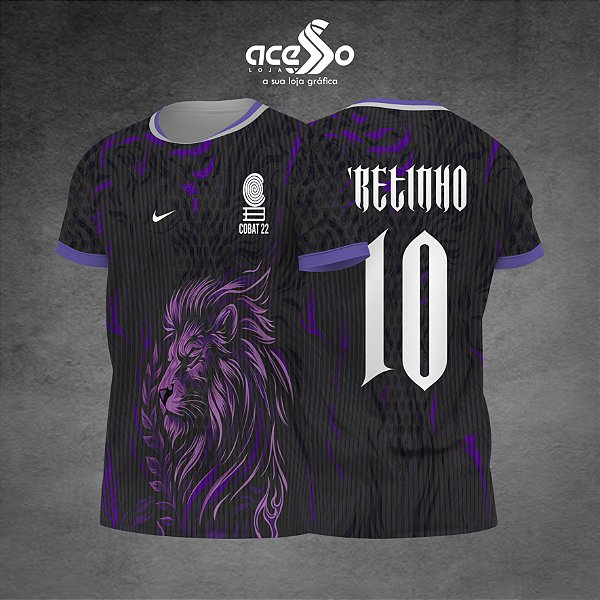 Template Camisa - Leão Violeta Flame Black 2025 - Vetor