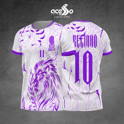 Template Camisa - Leão Violeta Flame white 2025 - Vetor