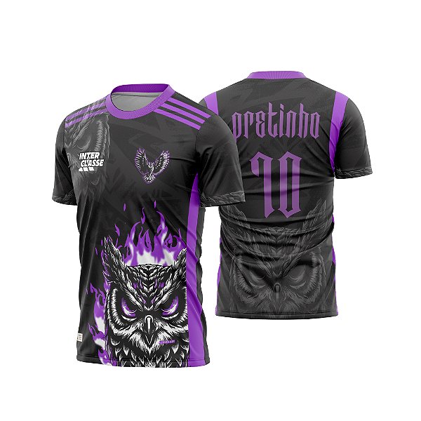 Template Camisa - Coruja lilas fire 26 - Vetor