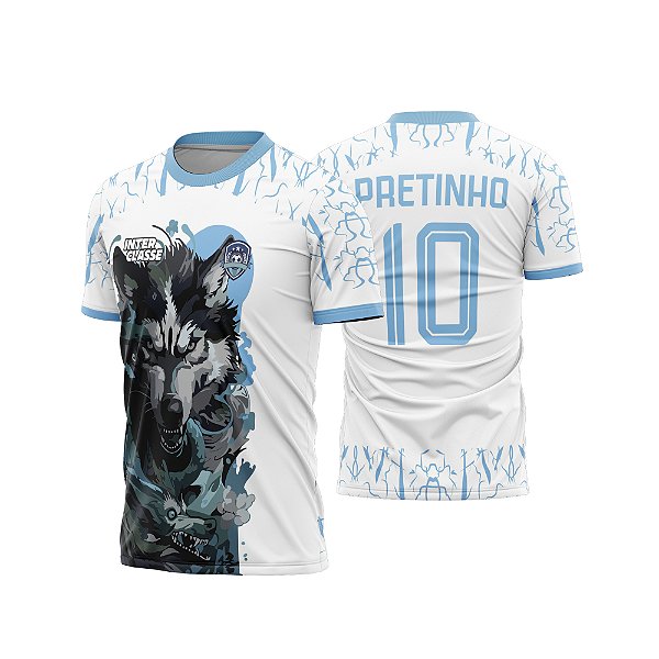 Template Camisa - Wolf Lineas blue 26 - Vetor