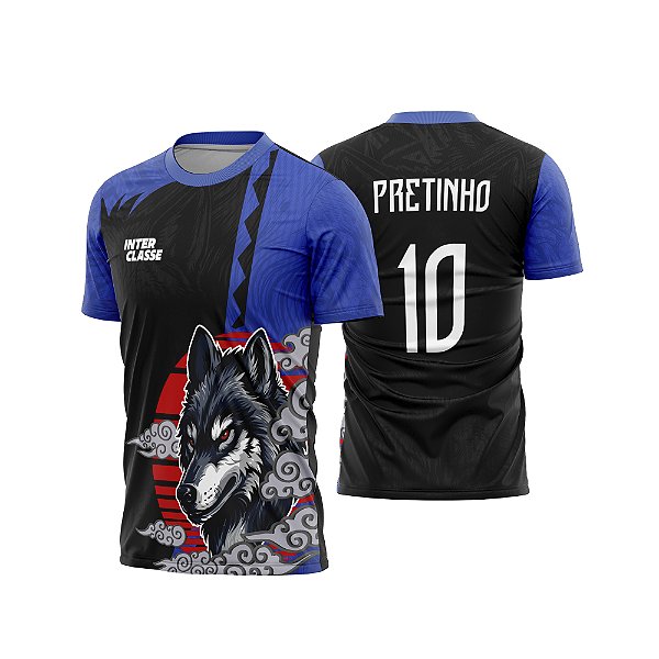 Template Camisa - Lobo Black Blue 26 - CDR Vetor