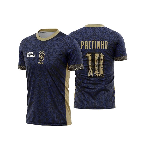 Template Camisa - Brasil floral azul padrão 2026 - CDR Vetor