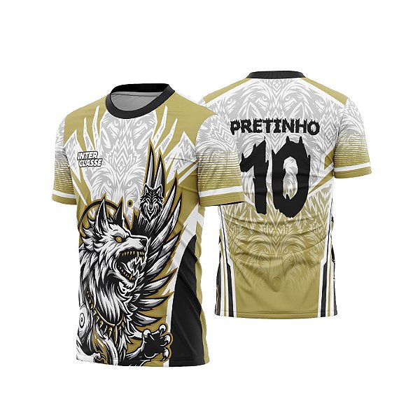 Template Camisa - Lobo alado dourado 26 - CDR Vetor