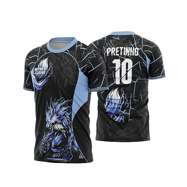 Template Camisa - Lobo Black e Blue 26 - CDR Vetor