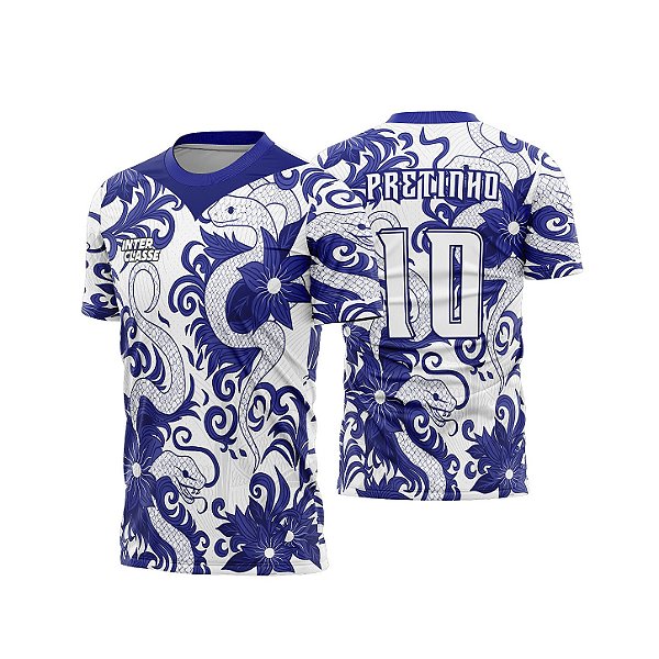 Template Camisa - Rio - Serpente azul flor inter 26 - CDR Vetor