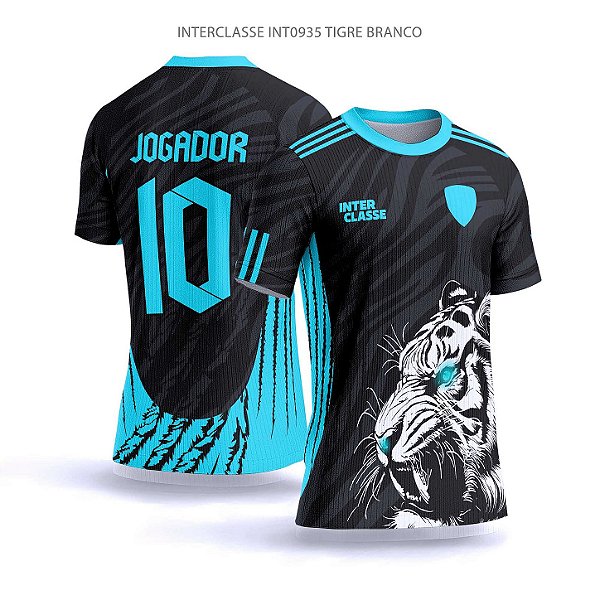 Template Camisa - Tigre branco blue ref 935 - CDR Vetor