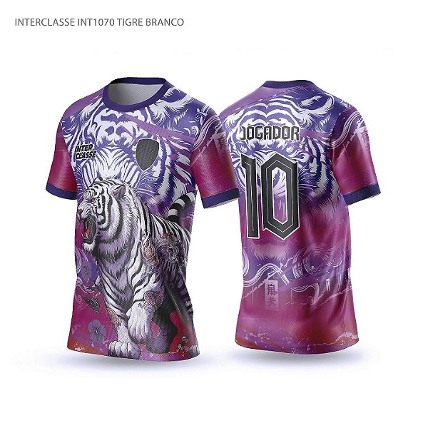 Template Camisa - Tigre branco rosa Ref 1070 - CDR Vetor