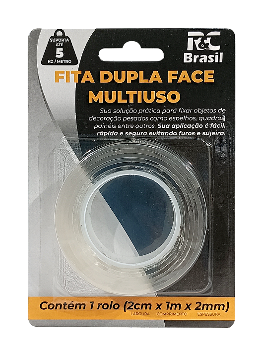 FITA DUPLA FACE TRANSPARENTE 2MM X 1M