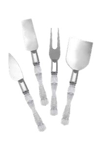 KIT FACAS DE QUEIJO 4 PEÇAS CRISTAL