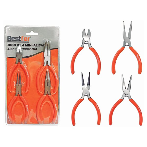 JOGO DE 4 MINI ALICATES 4,5" PROFISSIONAL