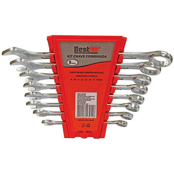 JOGO CHAVE COMBINADA 8 PEÇAS (08MM -19MM)