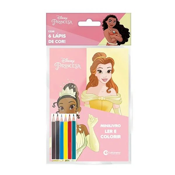 SOLAPA DISNEY PRINCESAS MINI LIVRO LER E COLORIR C/LÁPIS