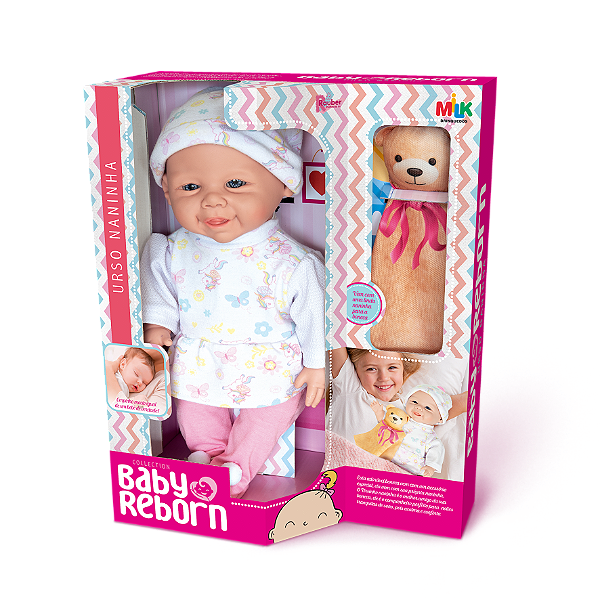 Boneca Collection Baby Reborn Urso Naninha