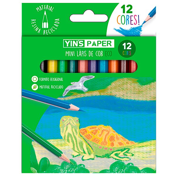 Lápis de Cor Sextavado Mini Eco 12 Cores