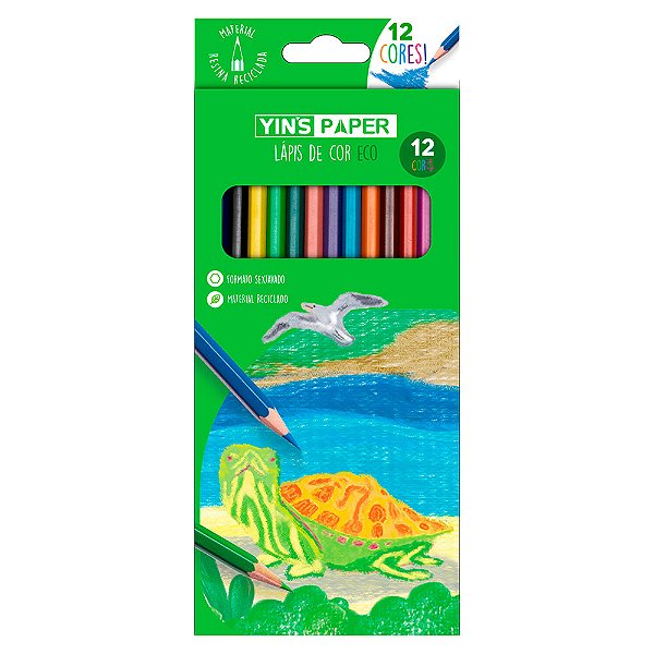 Lápis de Cor Sextavado Eco 12 Cores